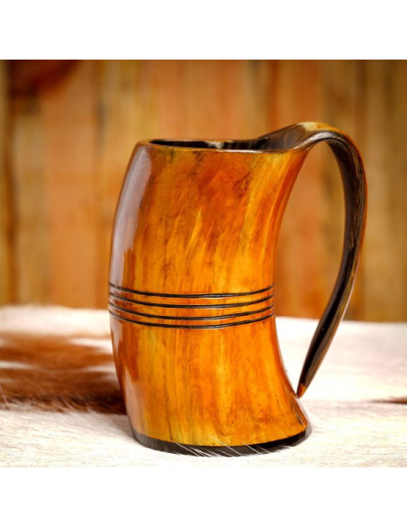 Viking mug in ox horn for beer