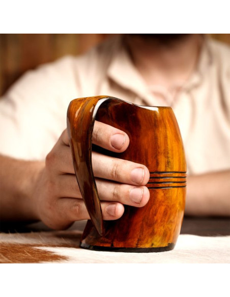 Viking mug in ox horn for beer