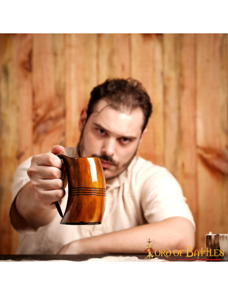 Viking mug in ox horn for beer