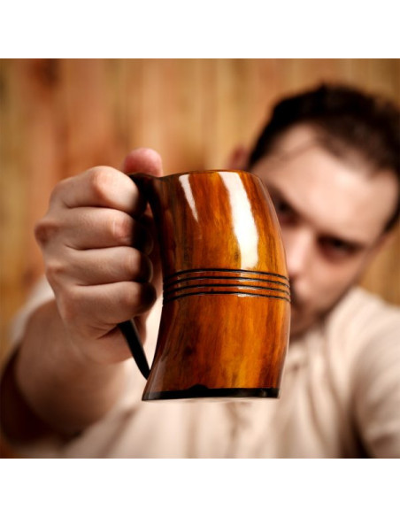 Viking mug in ox horn for beer