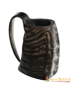 Medieval beer mug with authentic horn