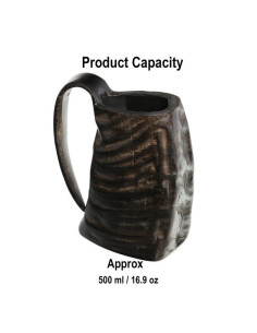 Medieval beer mug with authentic horn 2