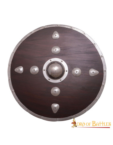 Wooden viking round shield with studs
