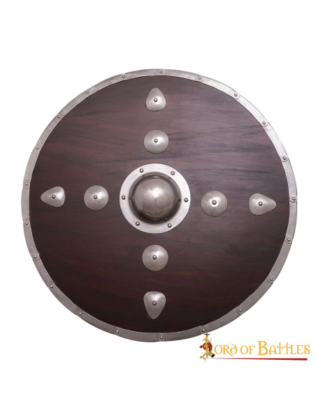 Viking round wooden shield with studs