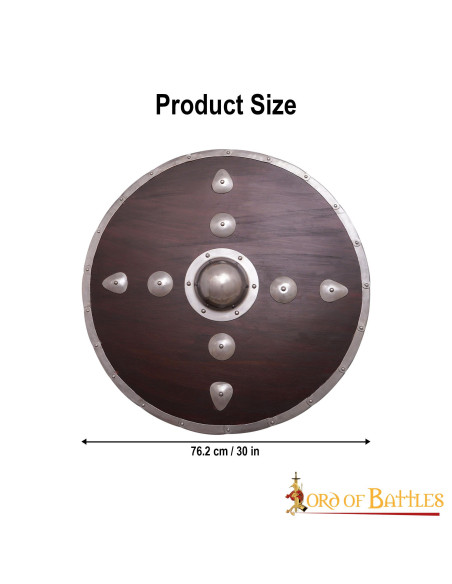 Viking round wooden shield with studs