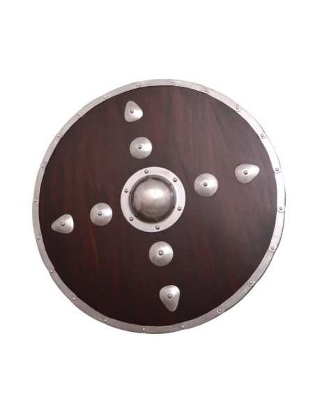 Viking round wooden shield with studs