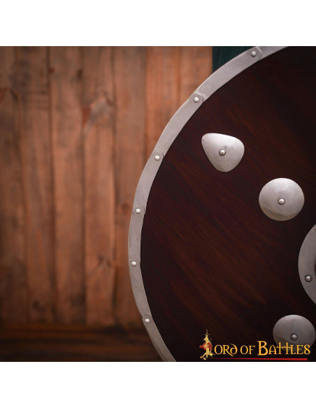 Viking round wooden shield with studs