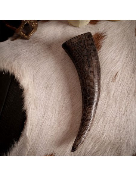 Viking drinking horn with carved scales