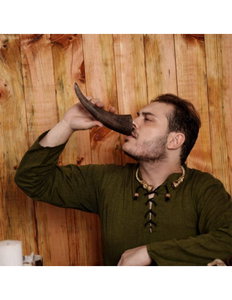 Viking drinking horn with carved scales