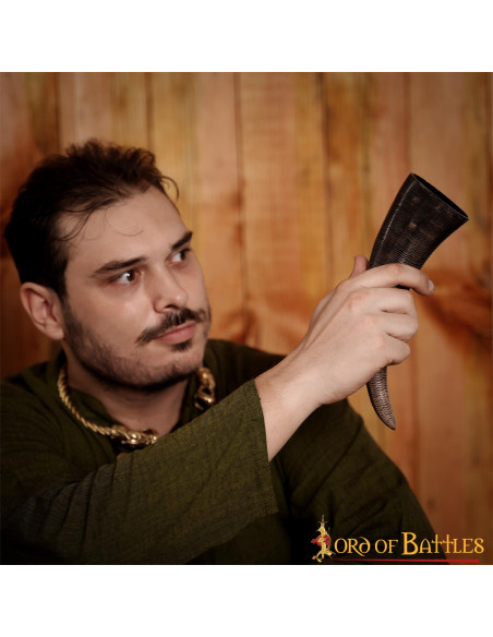 Viking drinking horn with carved scales