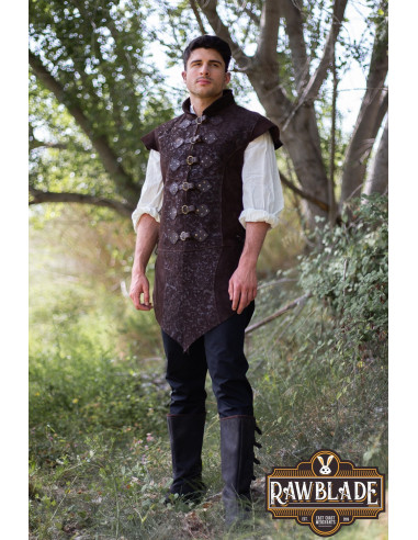 Yalon Deluxe long leather doublet, brown