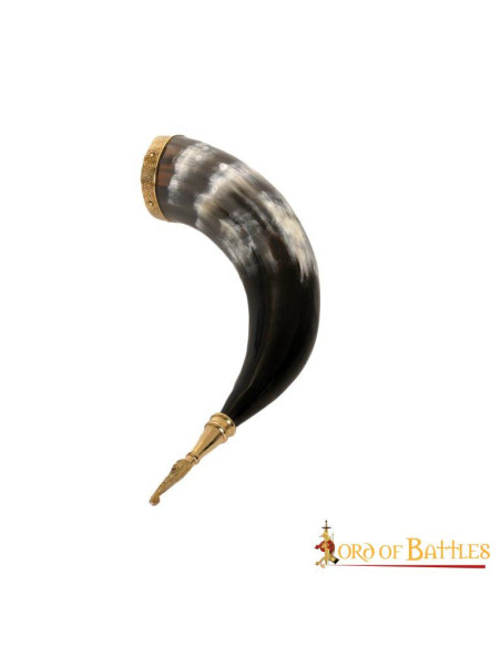 Medieval Viking drinking horn with...