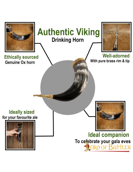 Medieval Viking drinking horn with...