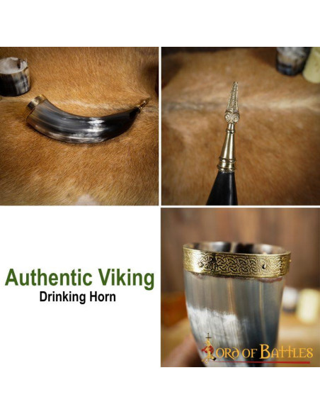 Medieval Viking drinking horn with...