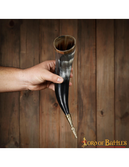 Medieval Viking drinking horn with...