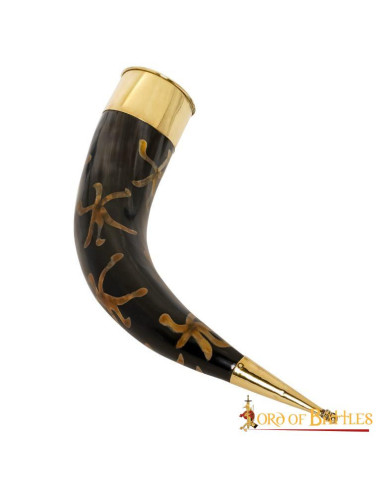 Drinking horn with pure brass fittings ⚔️ Medieval Shop