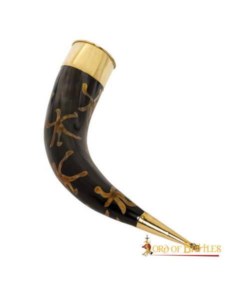 Drinking horn with pure brass fittings