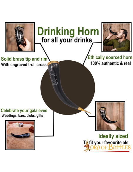 Viking drinking horn Cross Troll model