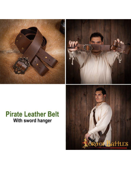 Brown pirate belt with baldric for...