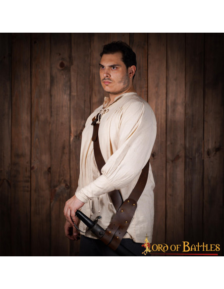 Brown pirate belt with baldric for...