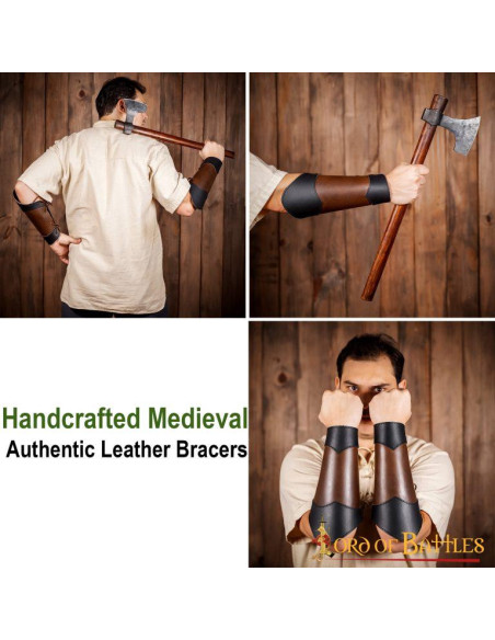 Medieval bracelets of genuine leather...