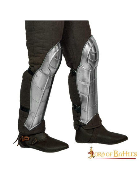 Medieval fantasy greaves with knee pads