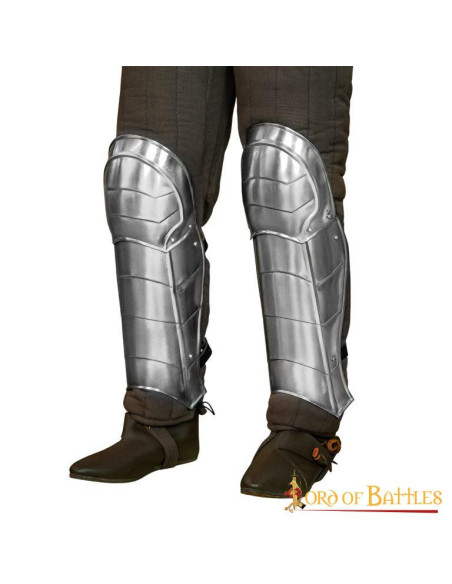 Medieval fantasy greaves with knee pads