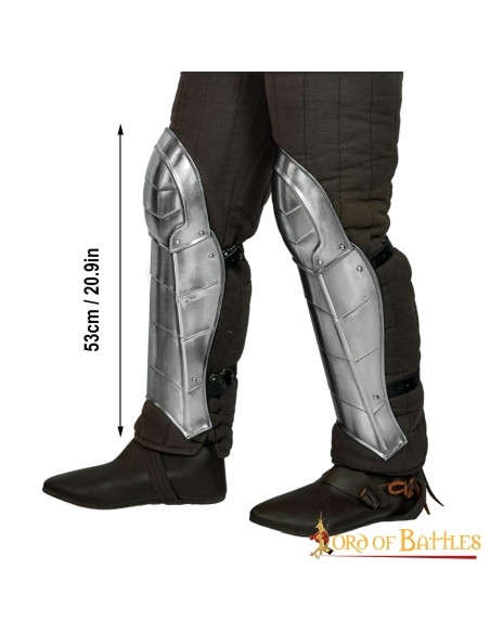 Medieval fantasy greaves with knee pads