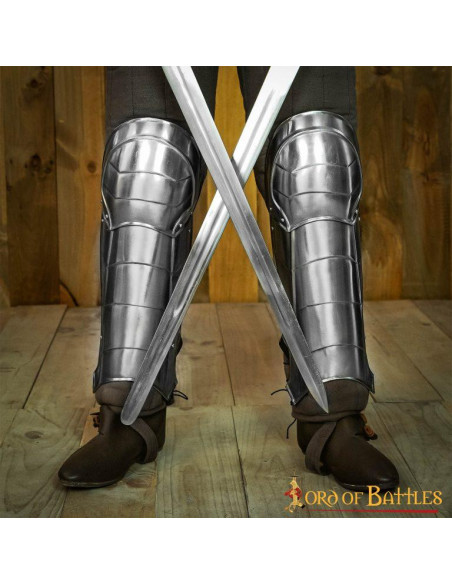 Medieval fantasy greaves with knee pads