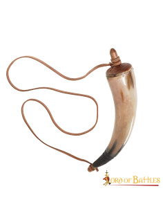 Gunpowder in genuine horn with leather strap