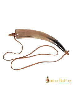 Gunpowder in genuine horn with leather strap 2