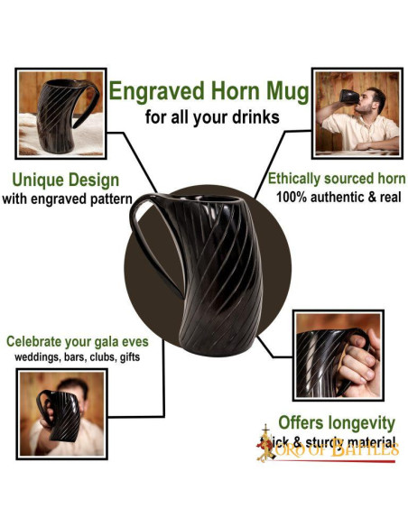 Viking style ox horn beer mug