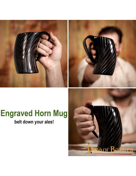 Viking style ox horn beer mug