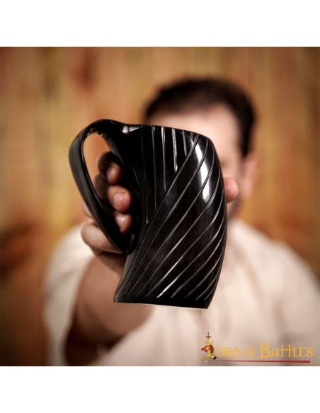 Viking style ox horn beer mug
