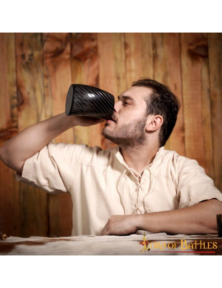 Viking style ox horn beer mug