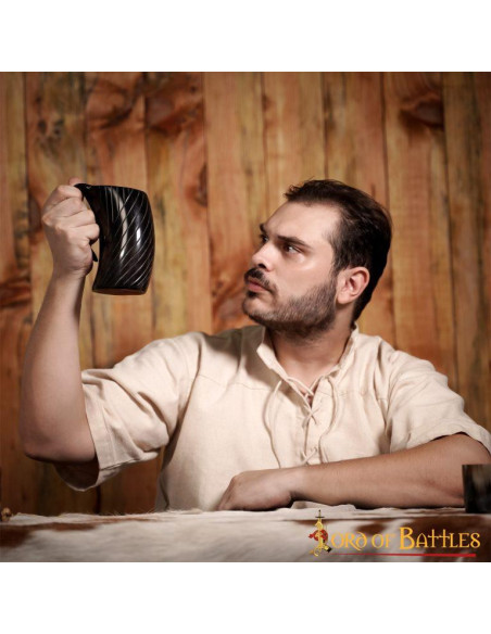 Viking style ox horn beer mug