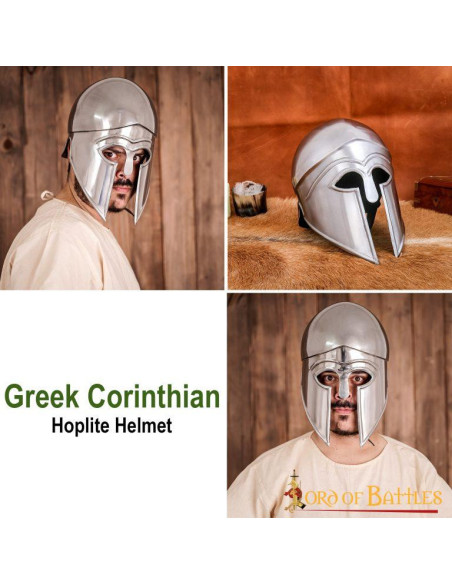 Corinthian Greek helmet with leather... Corinthian Greek helmet with leather...