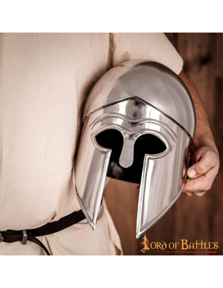 Corinthian Greek helmet with leather... Corinthian Greek helmet with leather...