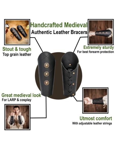 Black medieval bracelets with flats