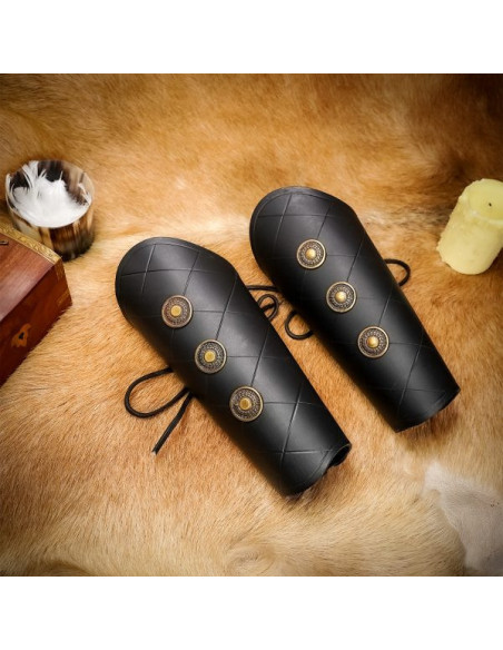 Black medieval bracelets with flats