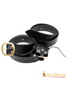 Medieval style black leather belt with baldric