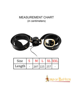 Medieval style black leather belt with baldric 2