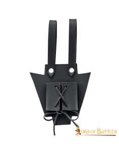 Medieval black leather baldric for daggers or swords