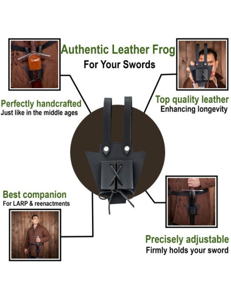 Medieval black leather baldric for...