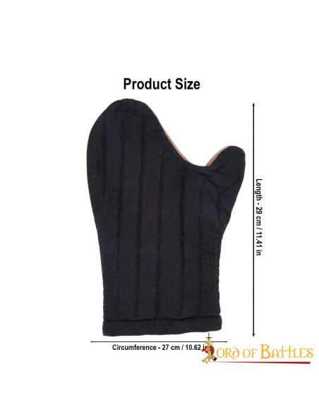 Black cotton padded mitten gloves