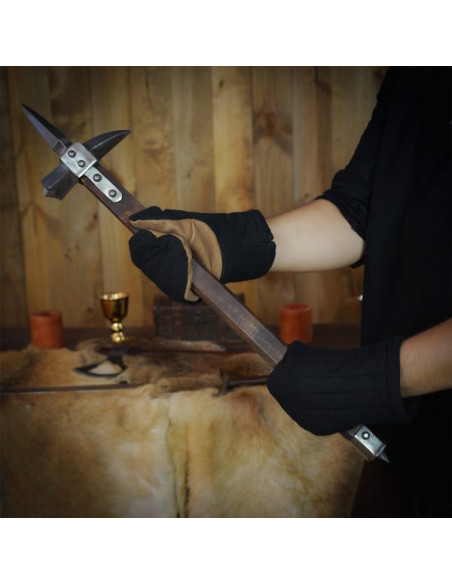 Black cotton padded mitten gloves