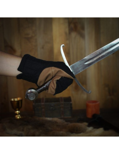 Black cotton padded mitten gloves