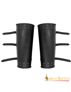 Viking greaves genuine black leather with studs