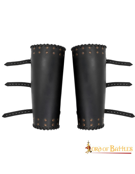Viking greaves genuine black leather...