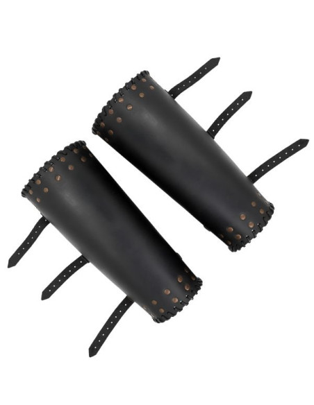 Viking greaves genuine black leather...